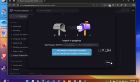 Shows Proton Calendar import process