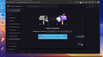 Shows Proton Calendar import process