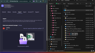 Showing drag LastPass CSV password vault file to Proton Pass