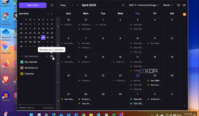 Showing Proton Calendar settings