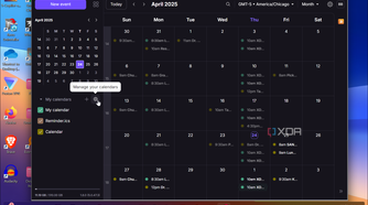 Showing Proton Calendar settings