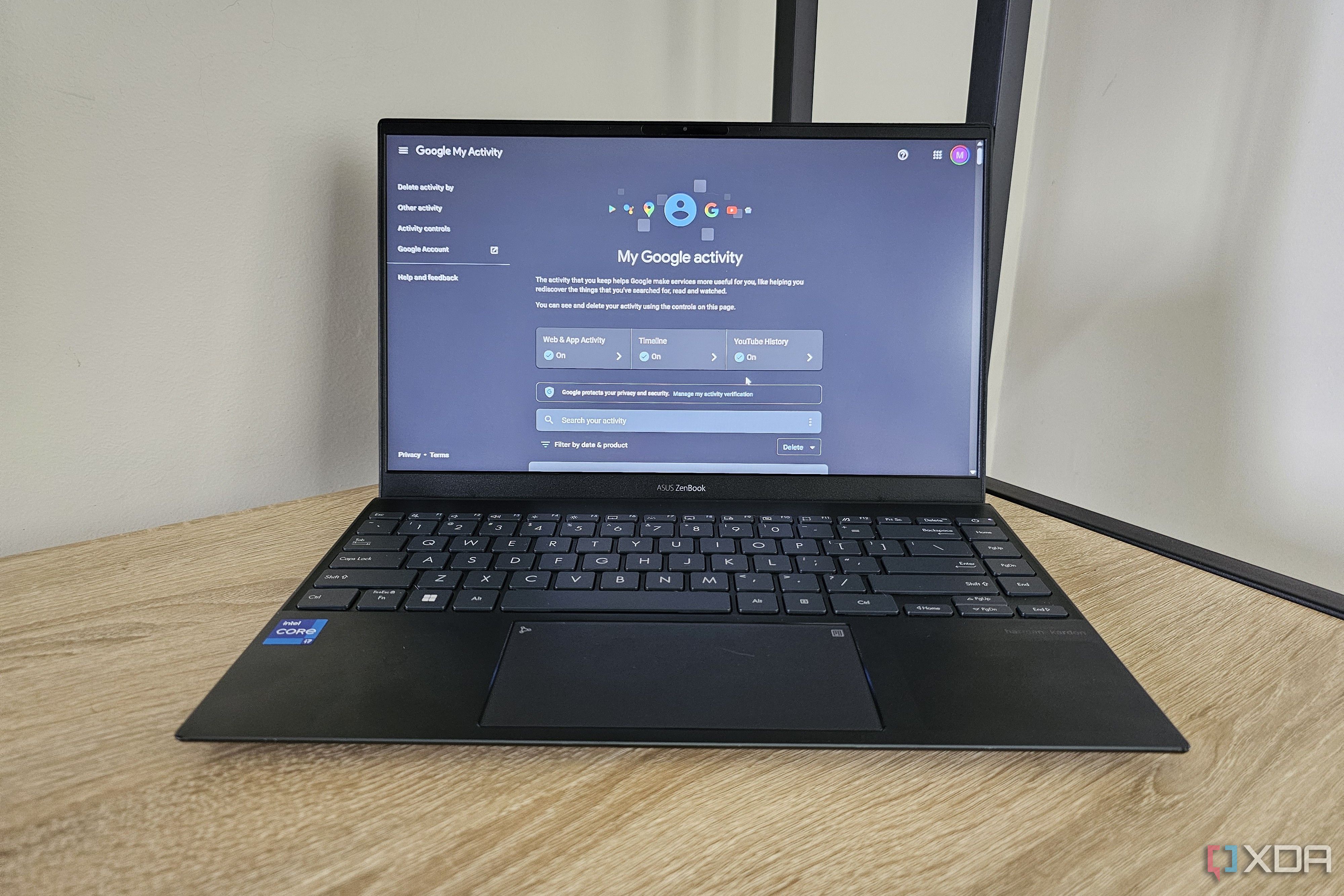 a google account page on a laptop