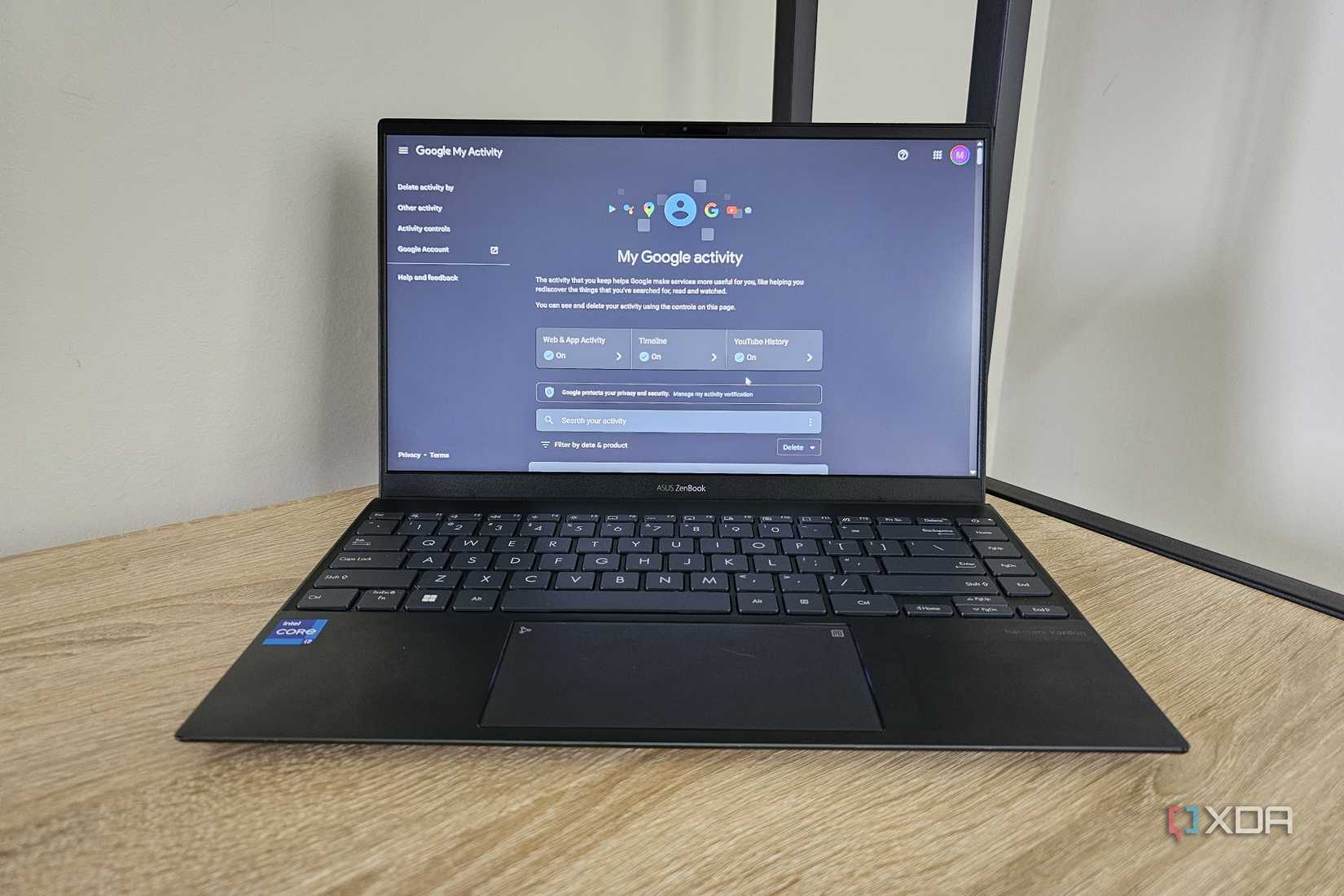 a google account page on a laptop