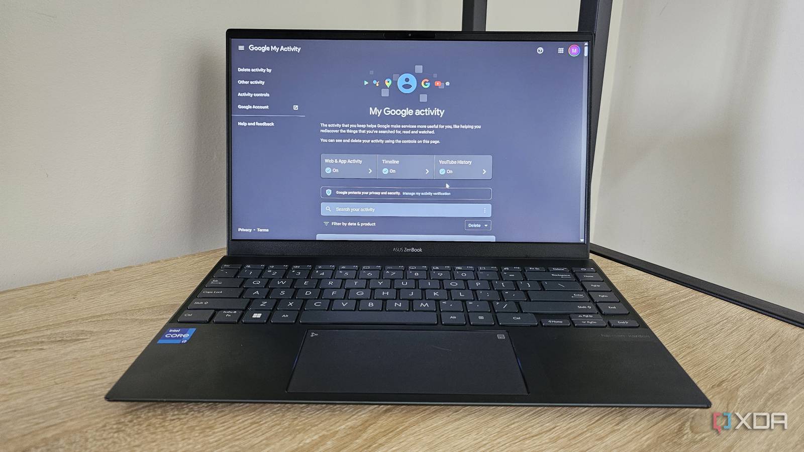 a google account page on a laptop
