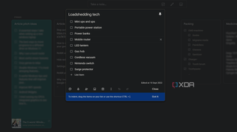 a list of tech in google keep