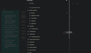 a packing list in google keep
