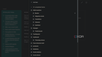 a packing list in google keep