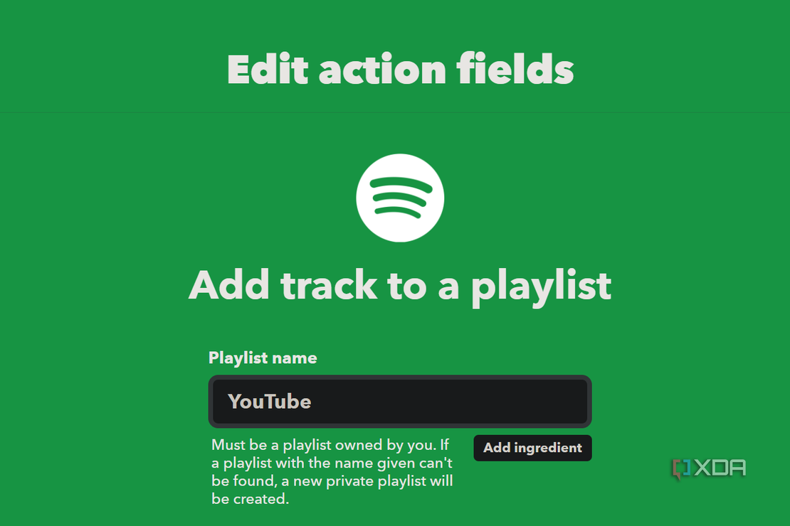 add a song to spotify playlist action on ifttt