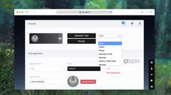 A screenshot showing app name picker dropdown in a Heimdall Dashboard menu