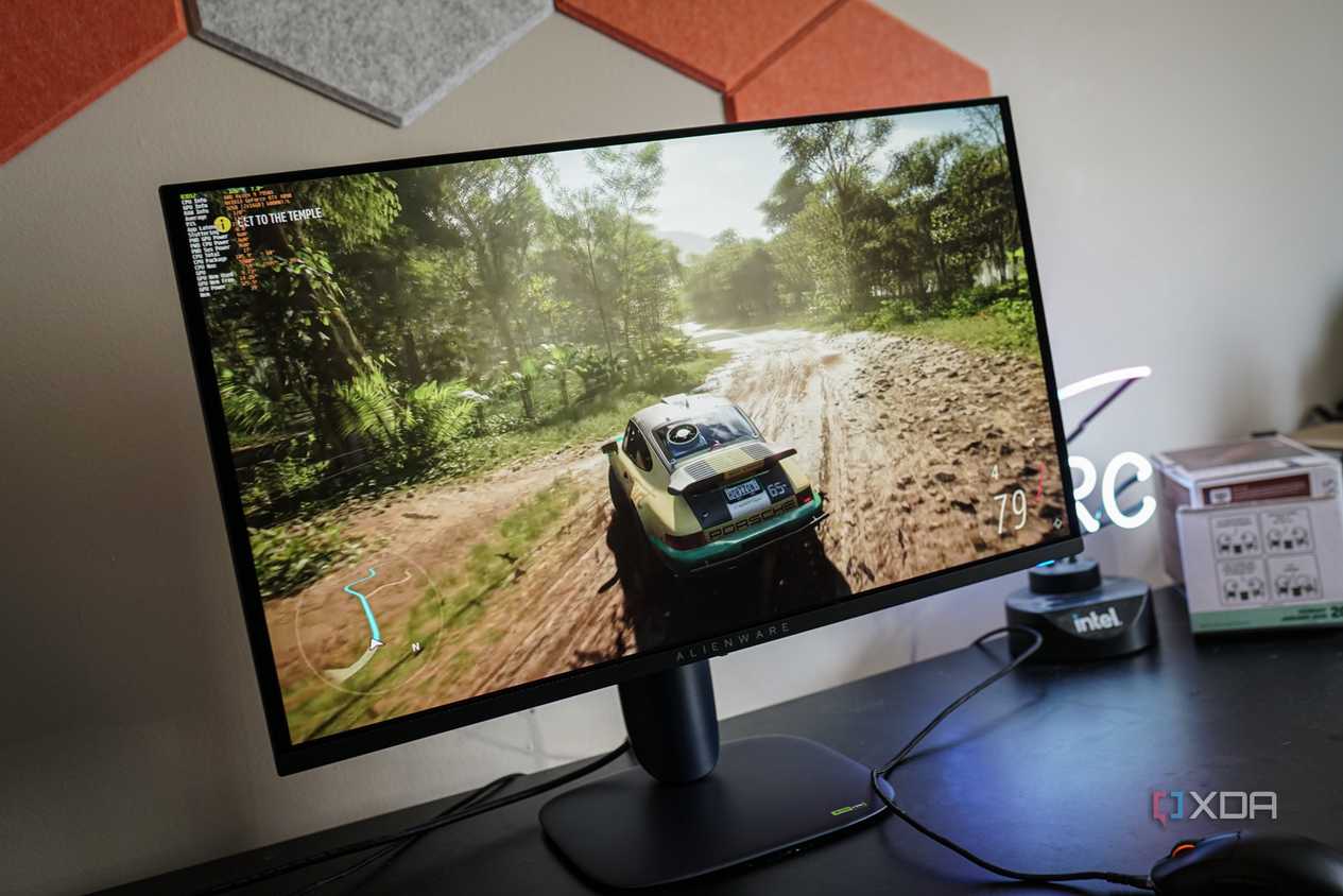alienware aw2725q on a desk