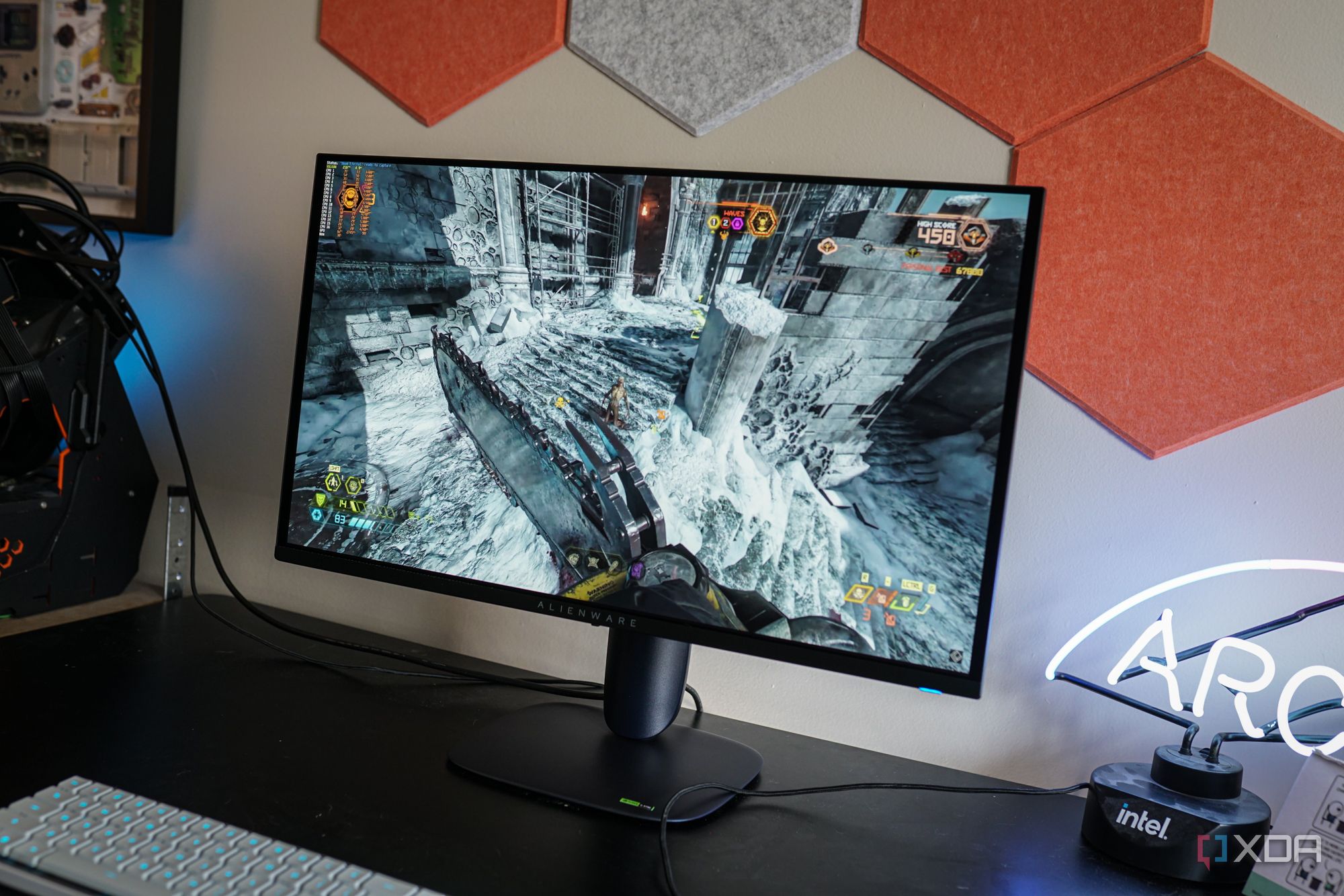 Alienware AW2725Q on a desk