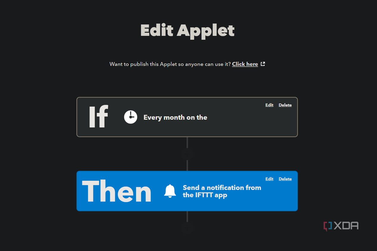 applet with time for custom notification on ifttt