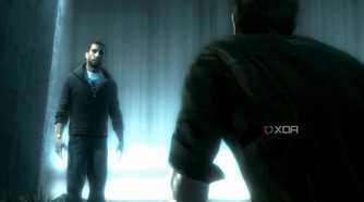 A screenshot from Assassin's Creed Revelations, showing Desmond talking to Subject 16.