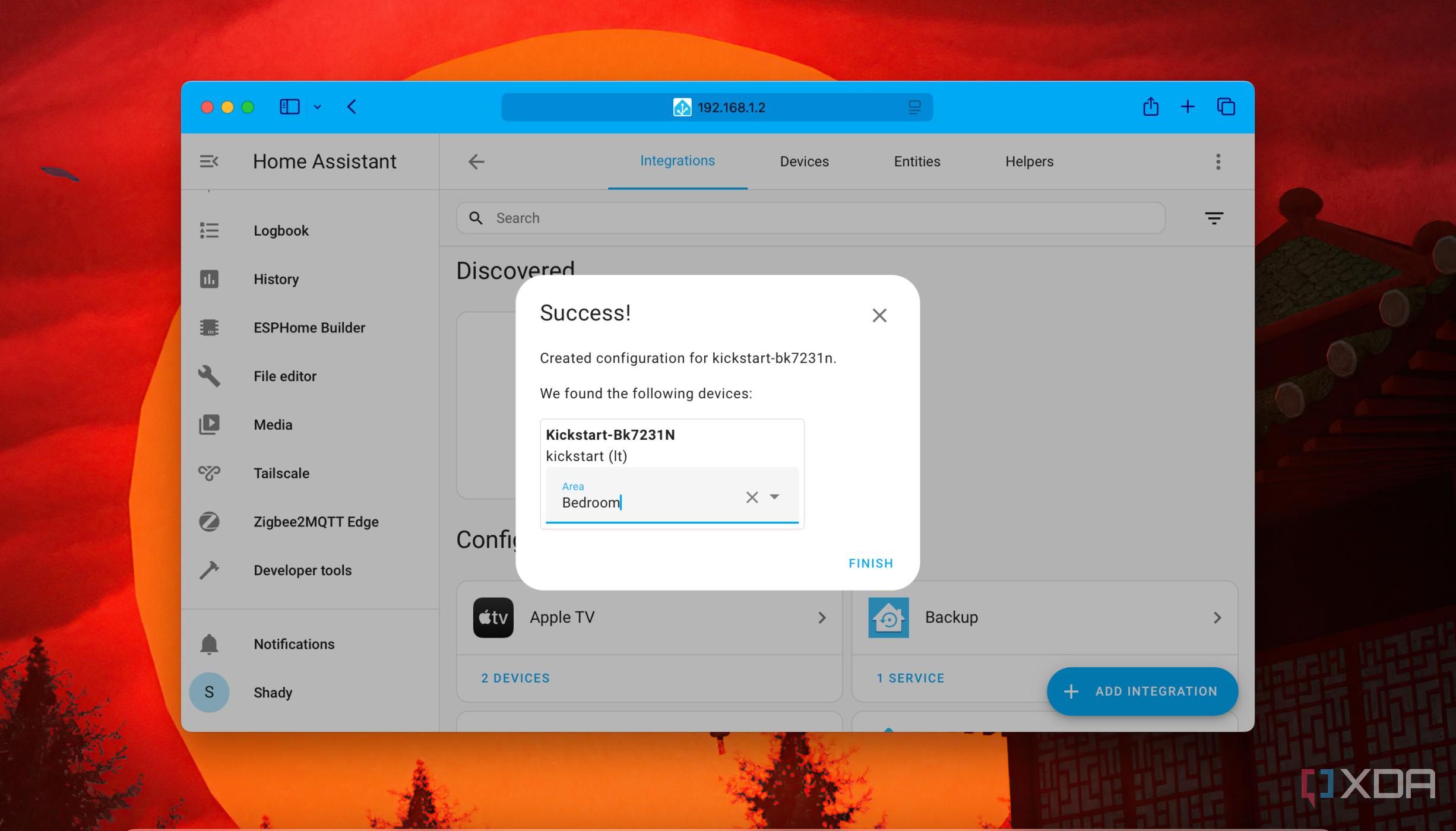 Screenshot of assigning room to a Smart plug in Home Assistant