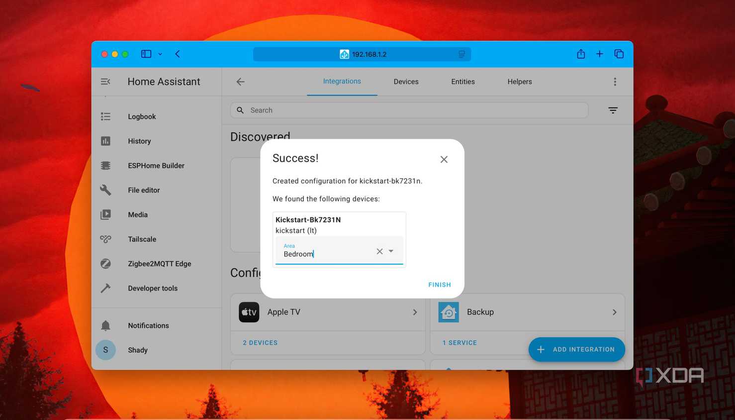 Screenshot of assigning room to a Smart plug in Home Assistant