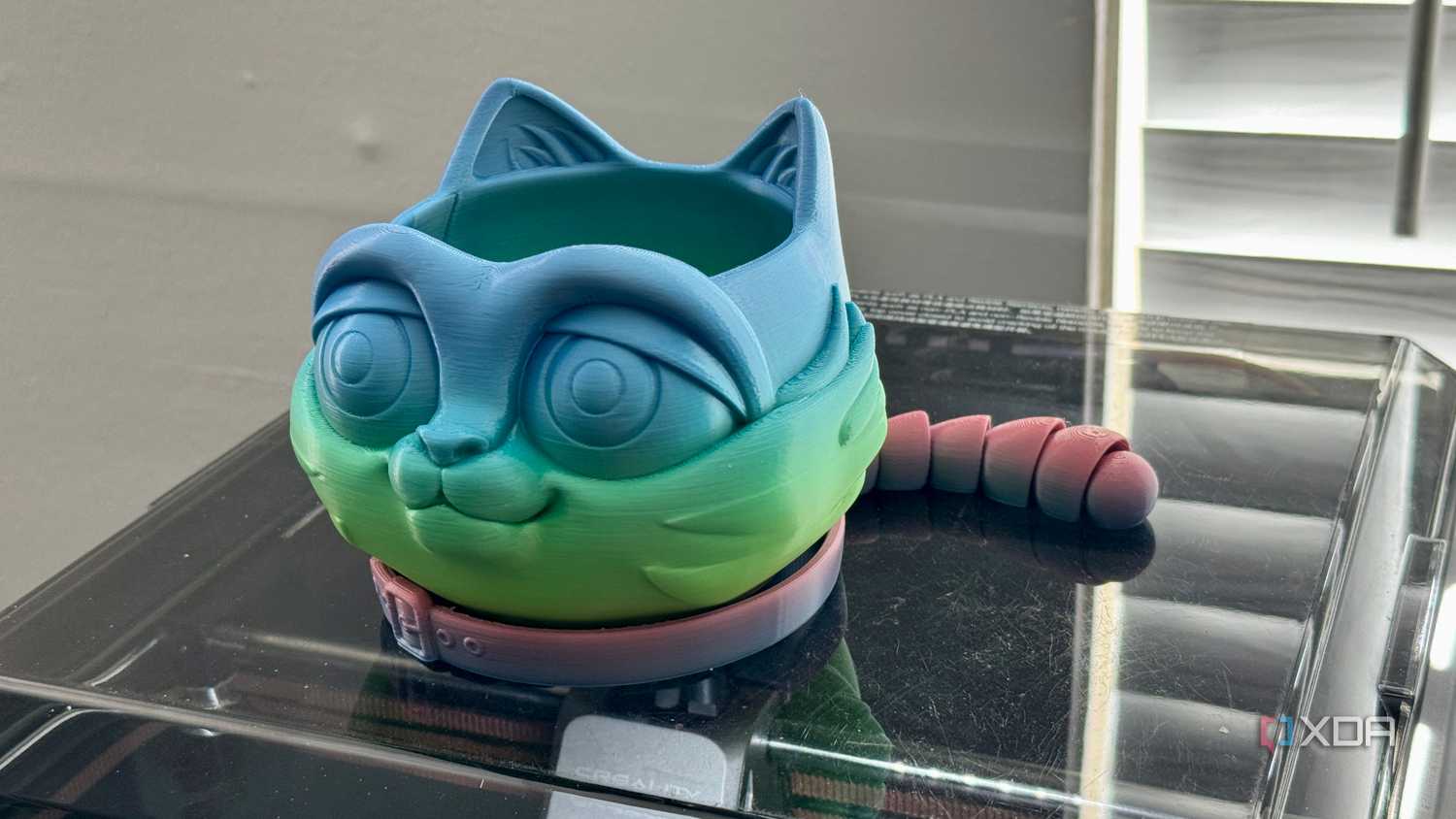 Cat planter on top of 3D printer