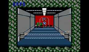 A screenshot from the game "Contra", showing the game's stage 2, depicting an army base.