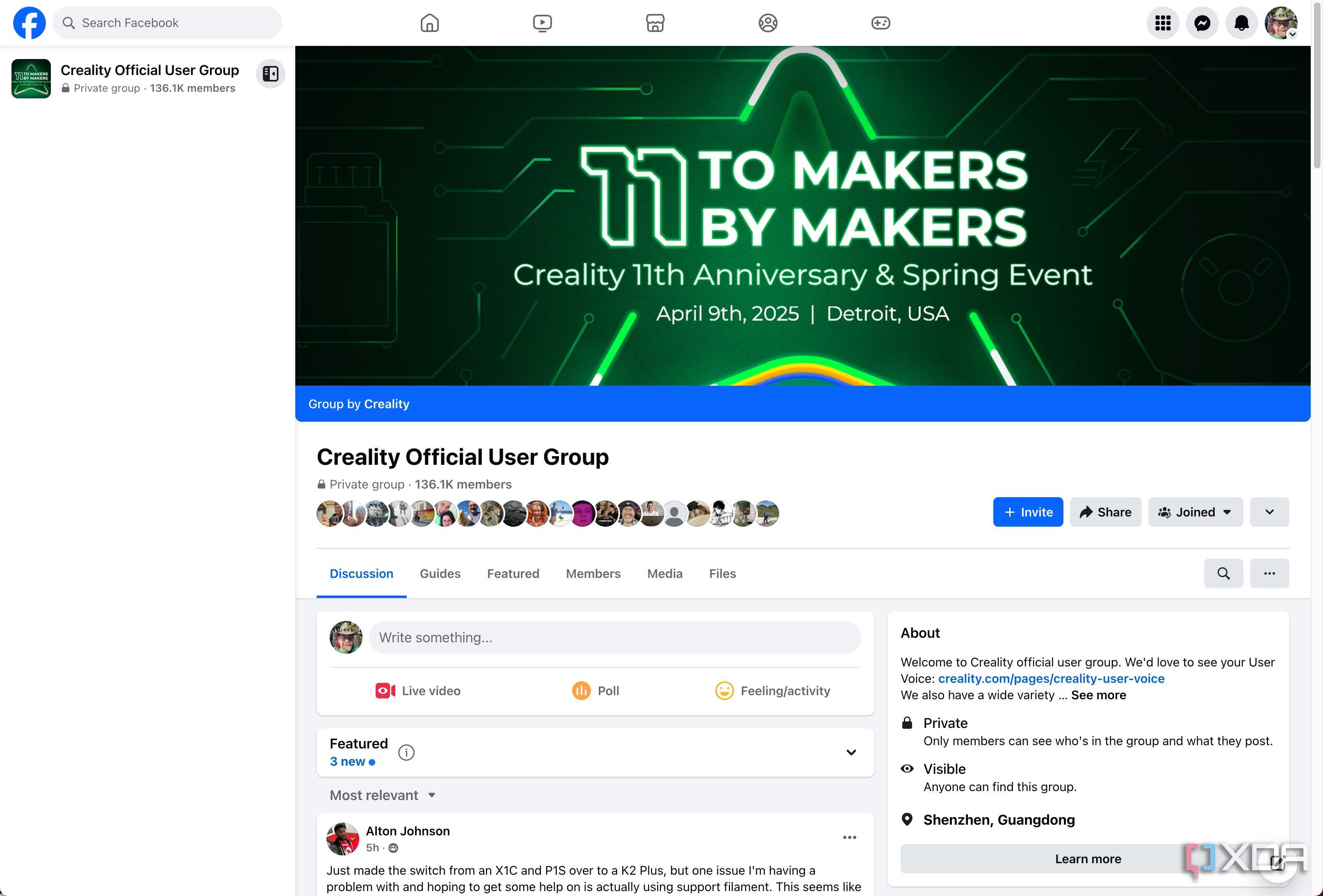 Creality Official Facebook group