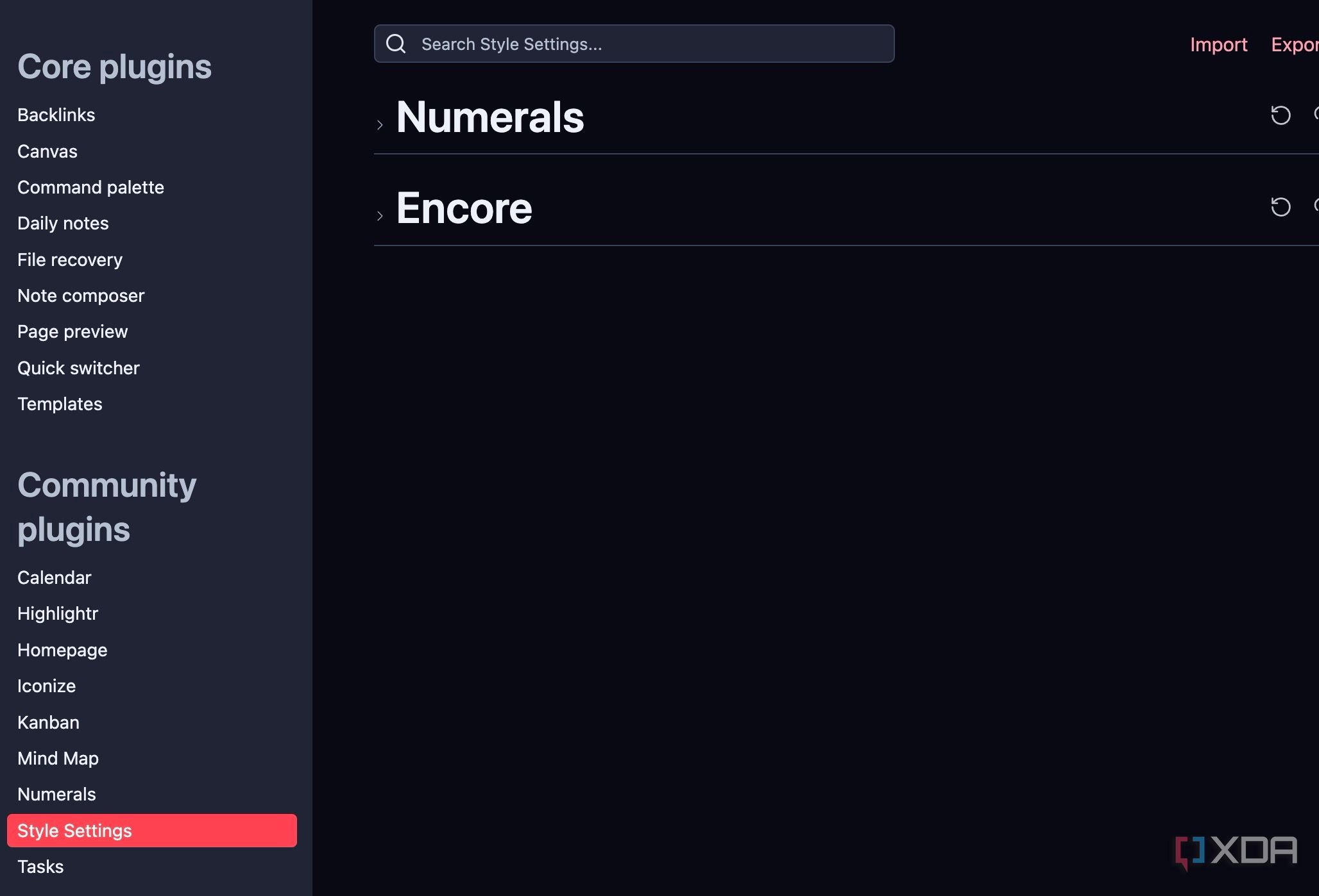 Style settings plugin