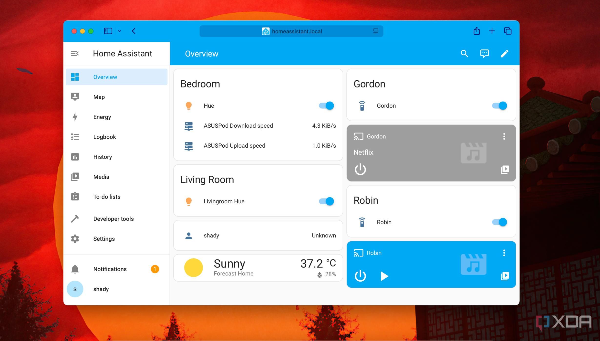 Custom smart home dashboard view in Home Assistant