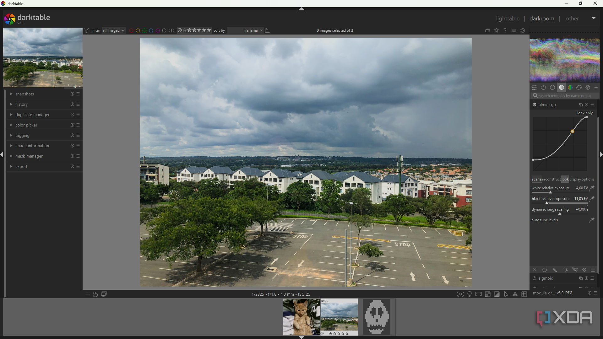 Darktable Filmic RBG graph