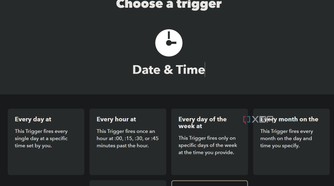 date and time trigger options on ifttt