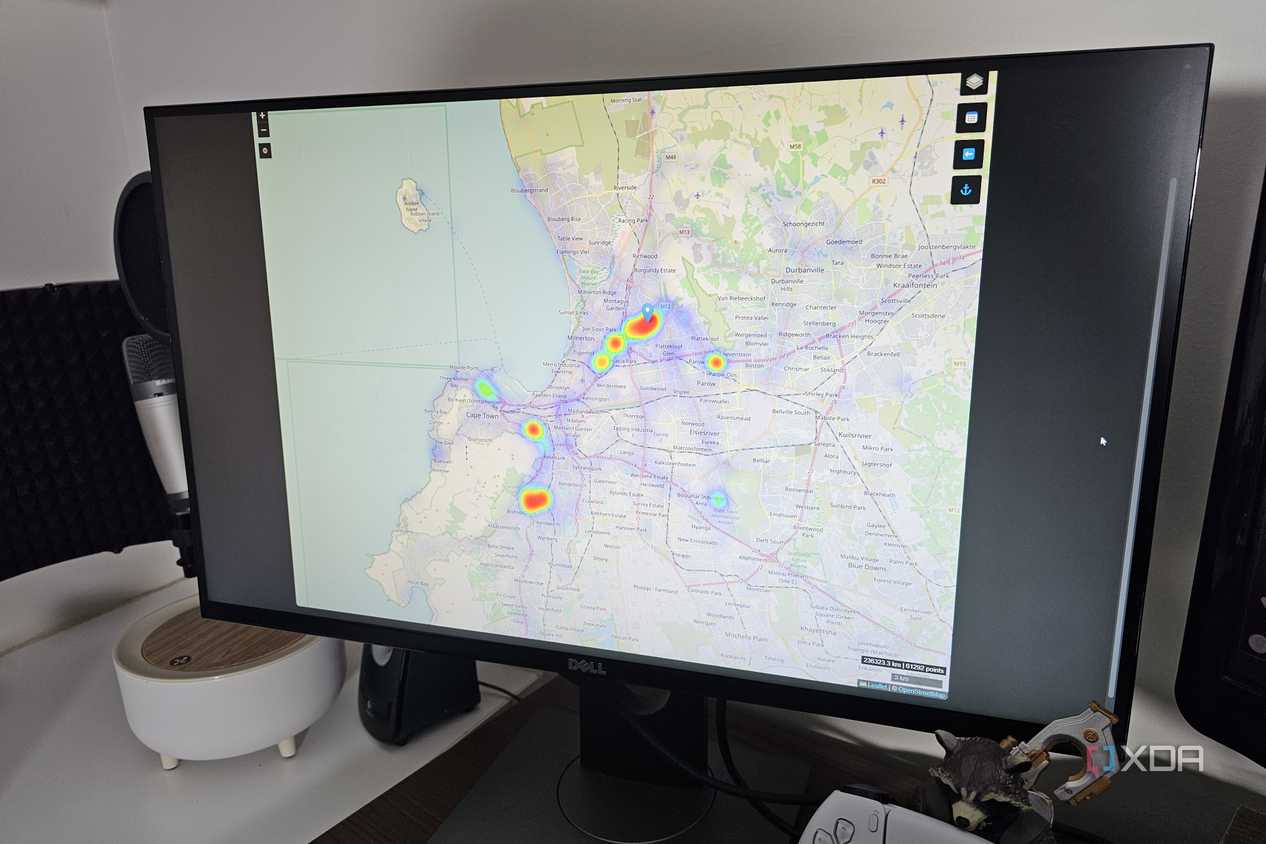 the dawarich app on a desktop monitor