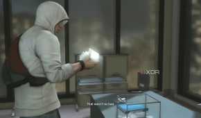 A screenshot from Assassin's Creed 3, showing Desmond Miles wearing a white hoodie.