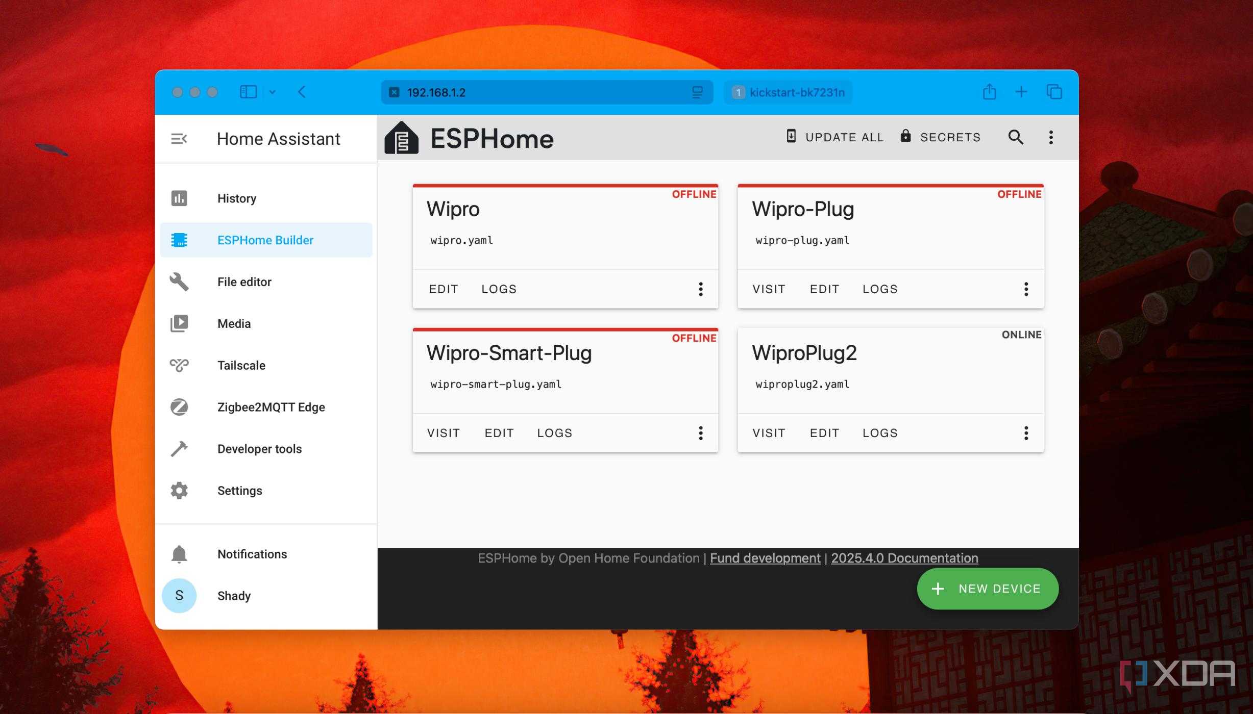 Screenshot of Home Assistant showing different smart plugs
