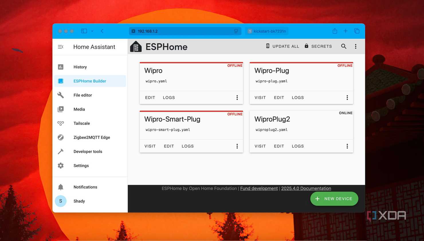 Screenshot of Home Assistant showing different smart plugs