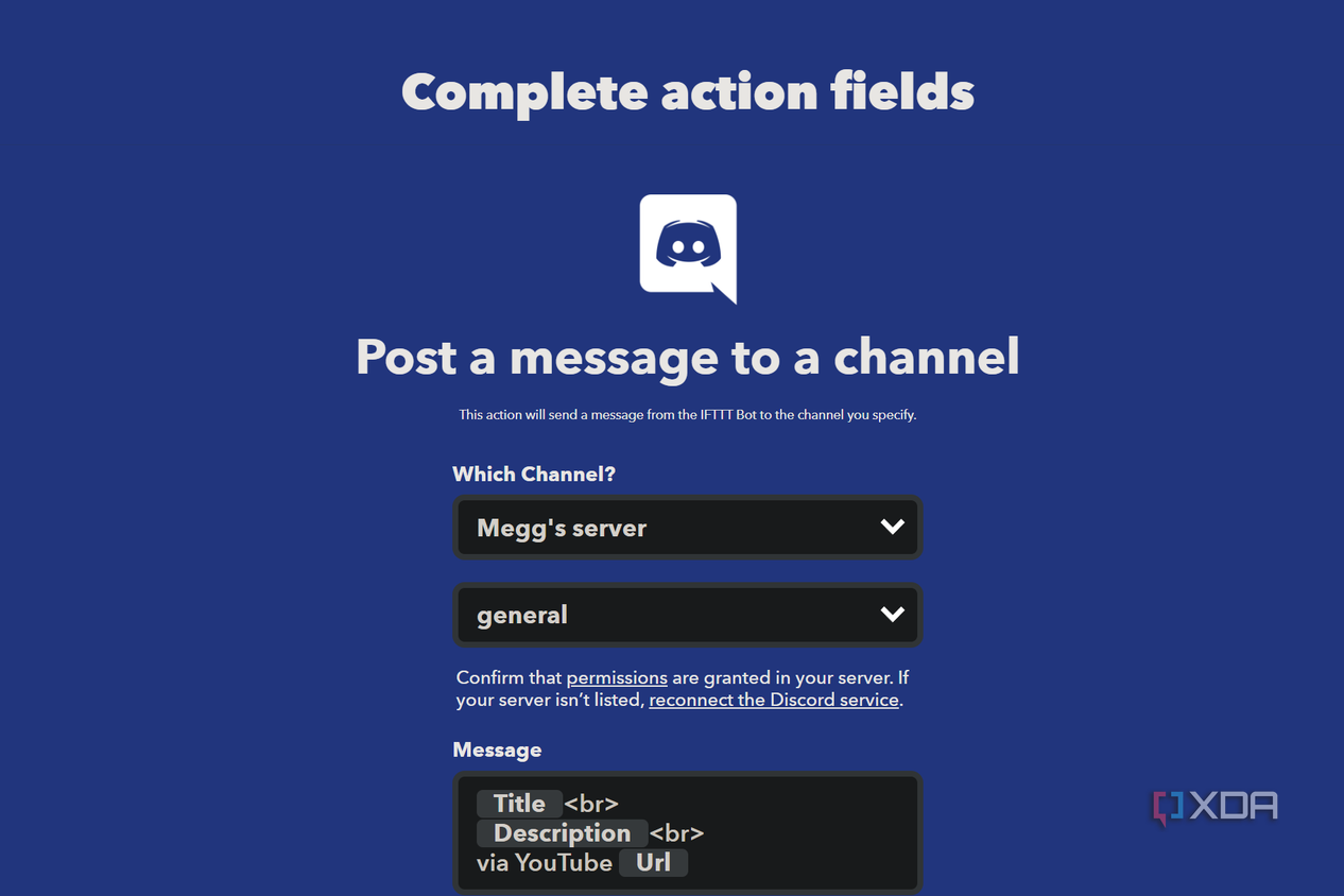 discord message server channel action on ifttt