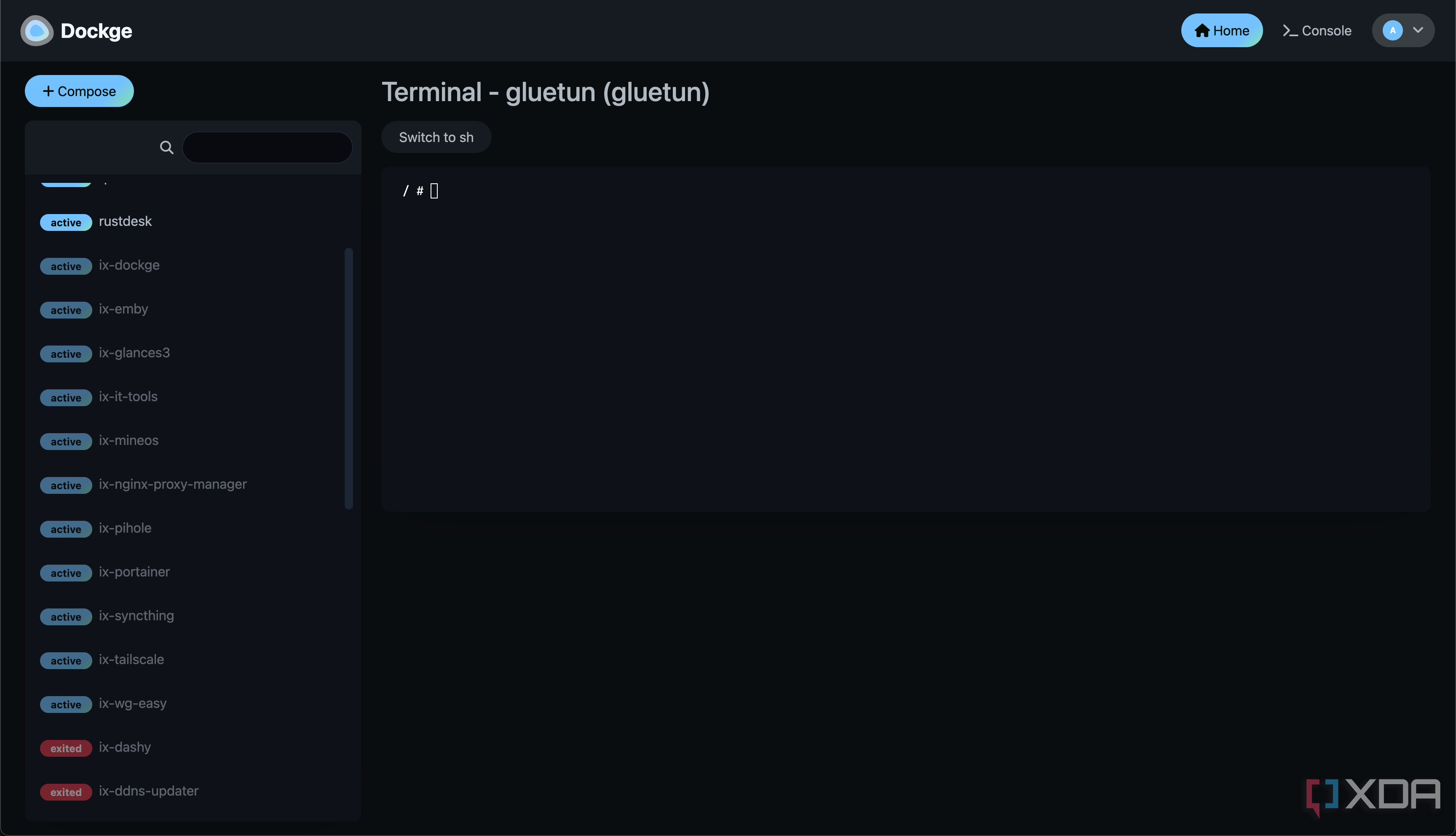 dockge-command-execute-container