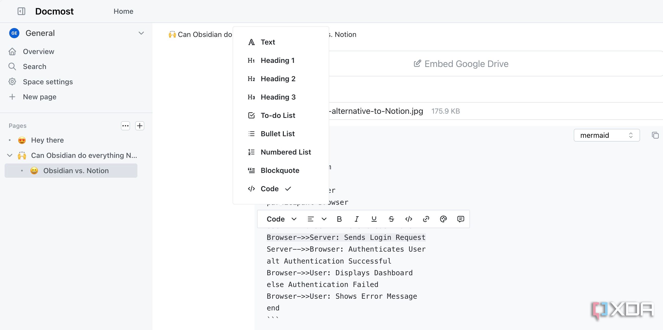 Docmost editor