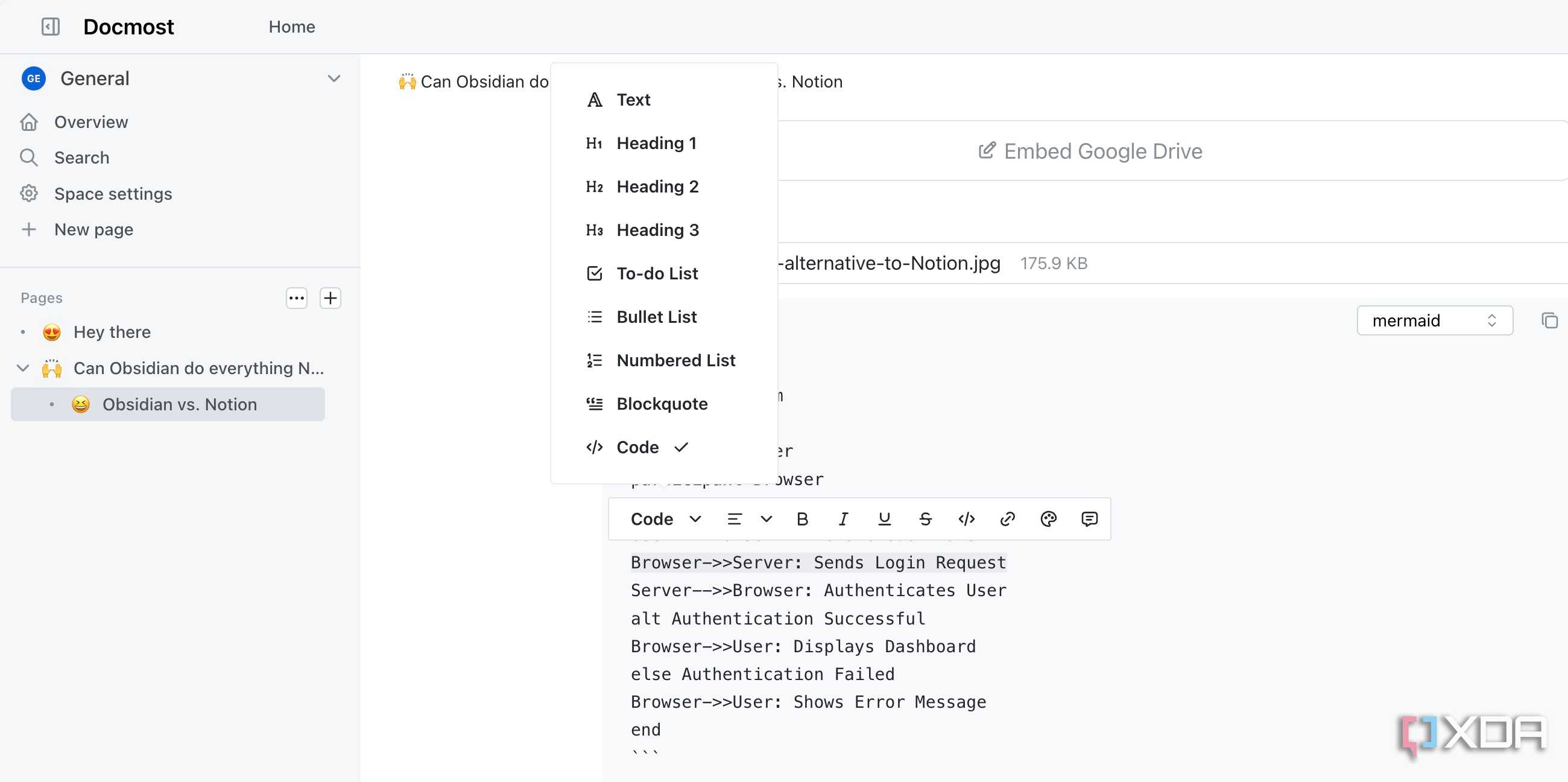Docmost editor