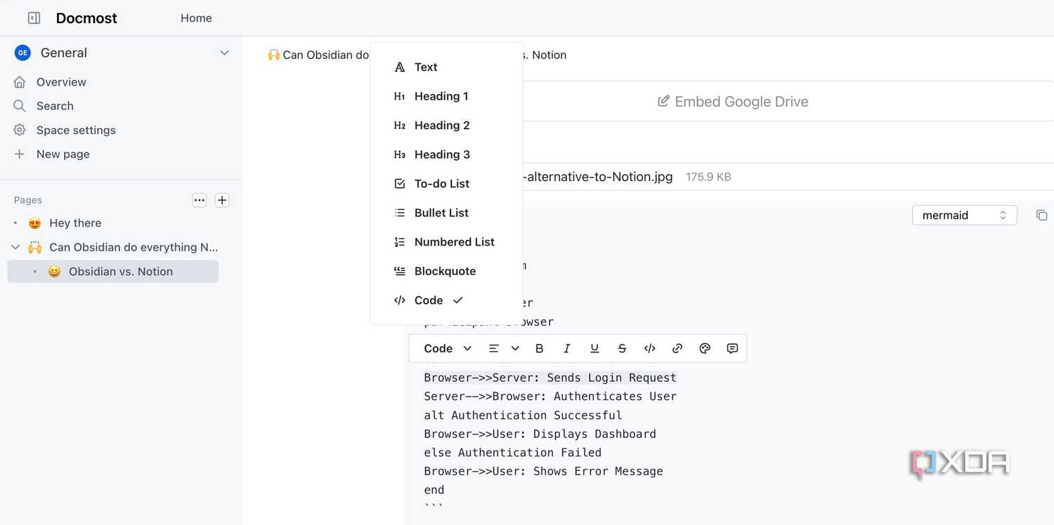 Docmost editor