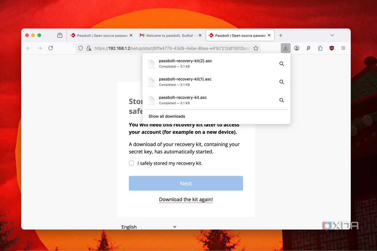 Auto-download of recovery kit for accounts after sign up in Passbolt