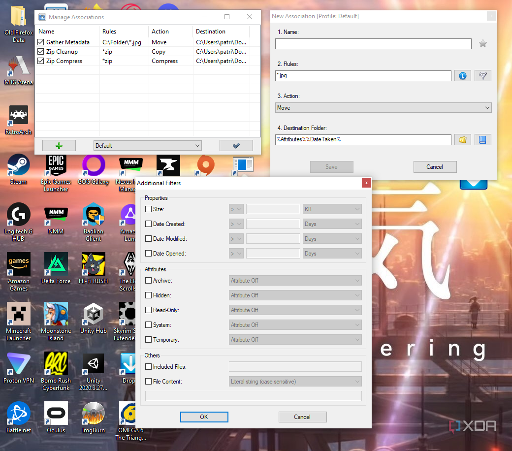 Setting Filters in DropIt.