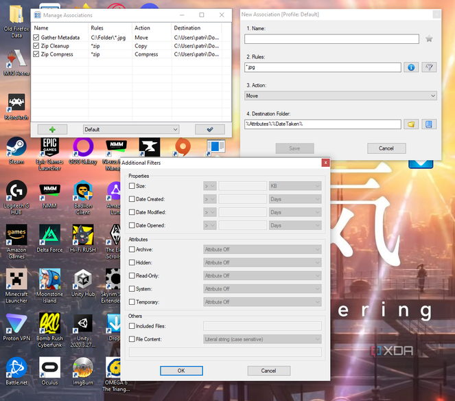 Setting Filters in DropIt.