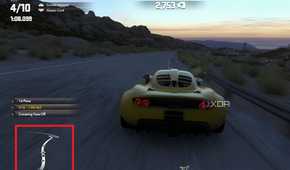 An image from the game Driveclub, showing the mini-map in the bottom-left corner.