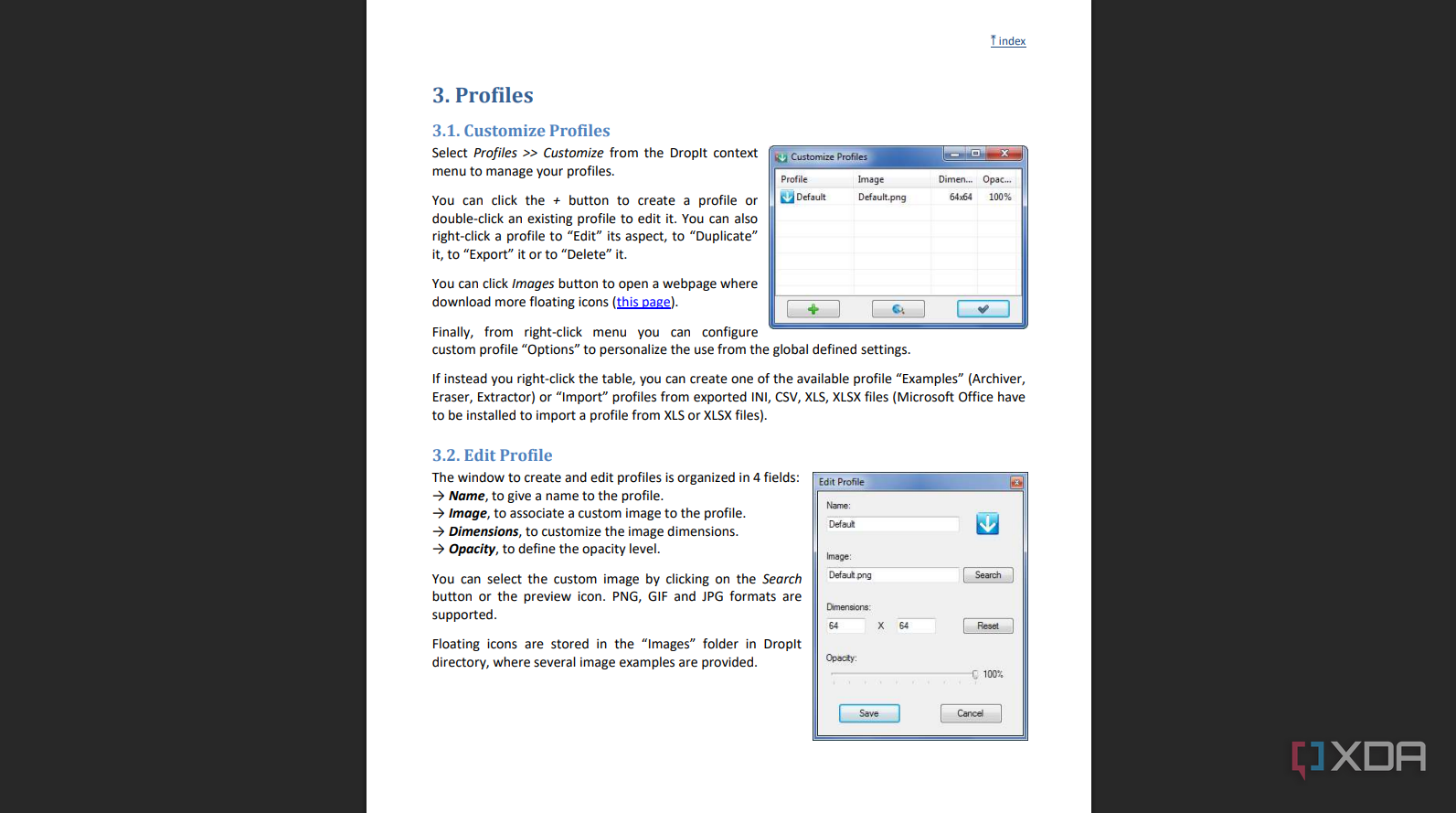 An example of the DropIt guide.