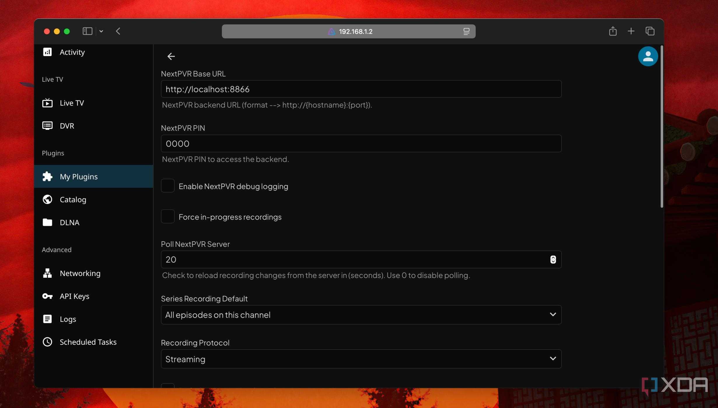 Edit the Live TV plugin in Jellyfin