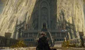 An image from the game Elden Ring, showing a gigantic, glowing tree.