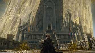 An image from the game Elden Ring, showing a gigantic, glowing tree.
