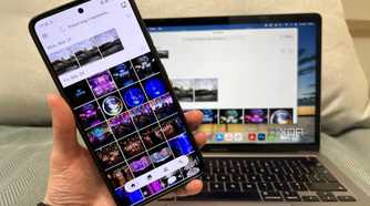 Ente Photos on Android mobile and MacBook computer