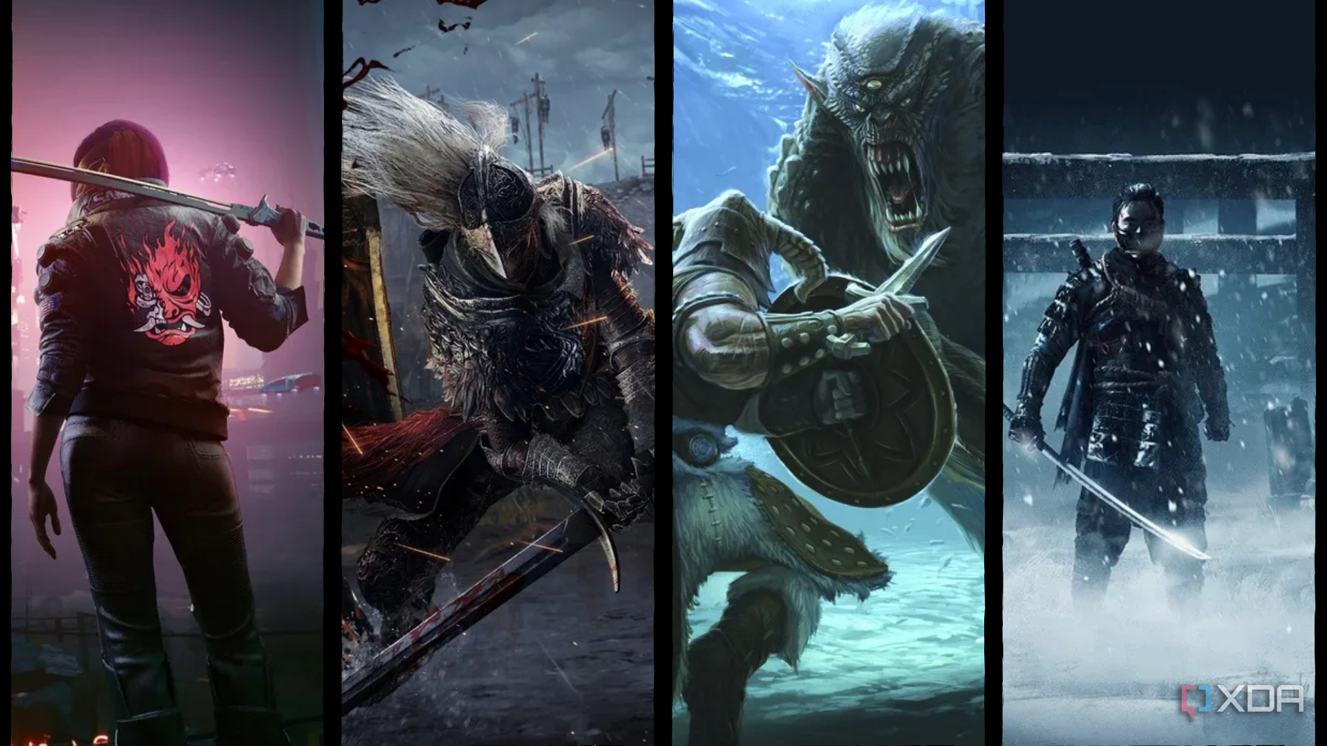 A collage of top rated open-world games