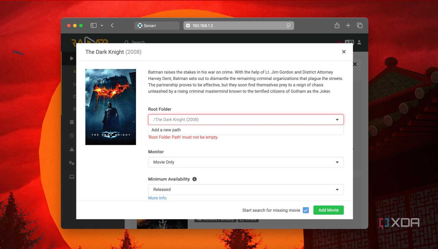 Find and add movies in Radarr