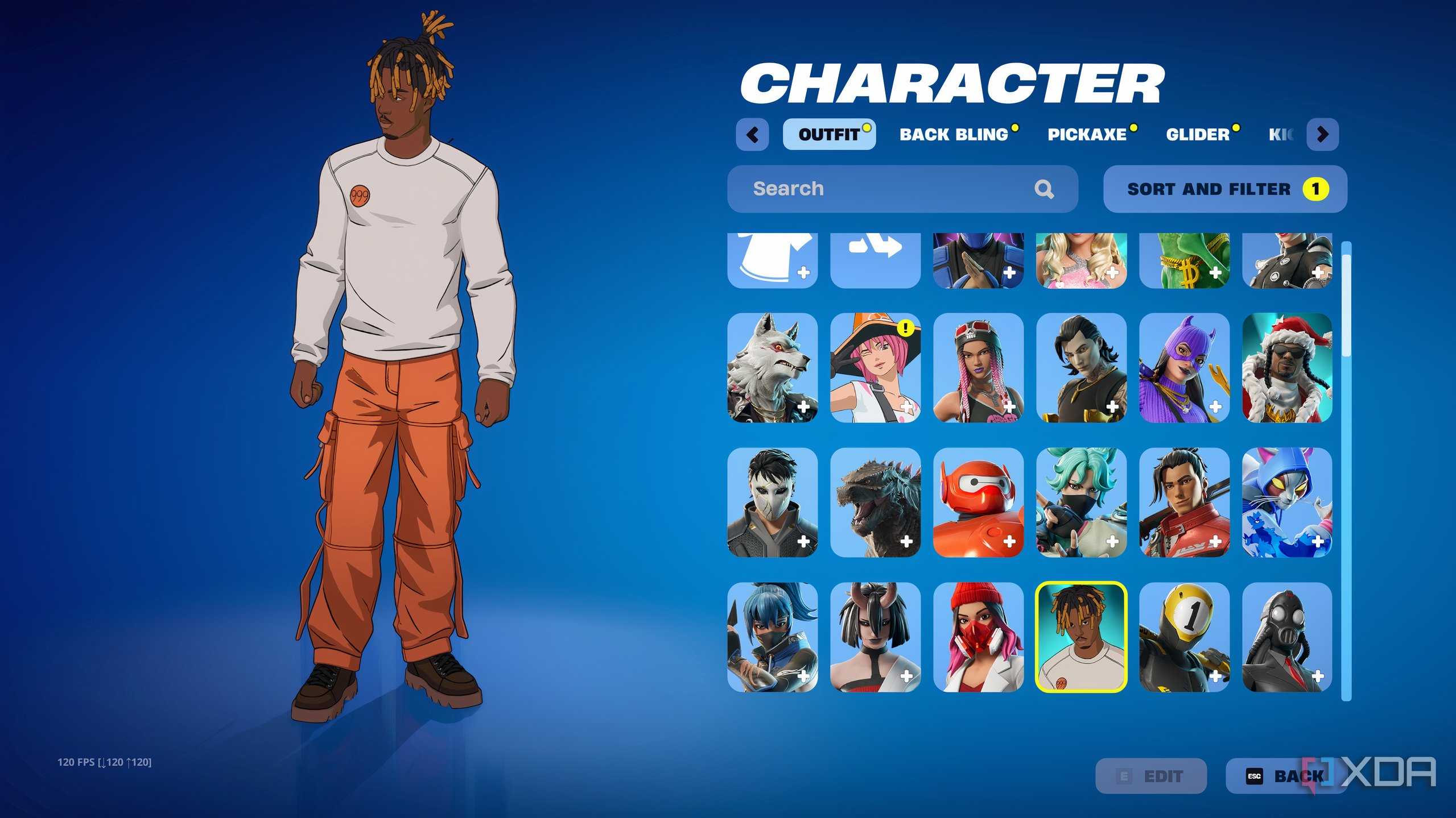 An image from the game Fortnite, showing late artist Juice Wrld as a selectable character.