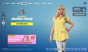 An image from the game Fortnite, showing Sabrina Carpenter in a yellow sundress.