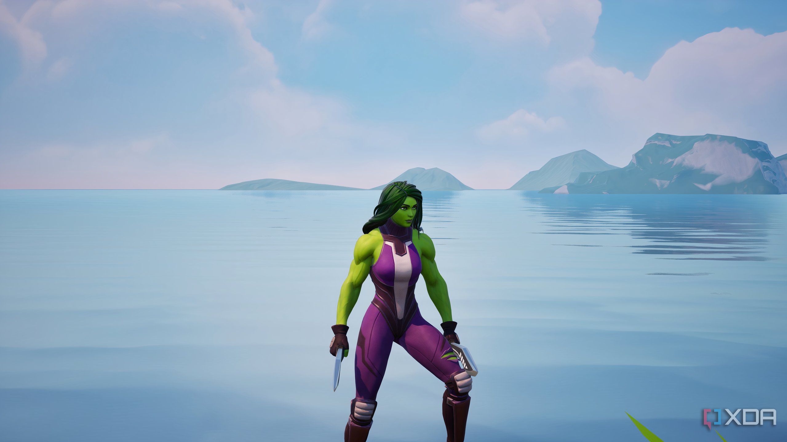 An image from the game Fortnite, showing Marvel character She-Hulk.