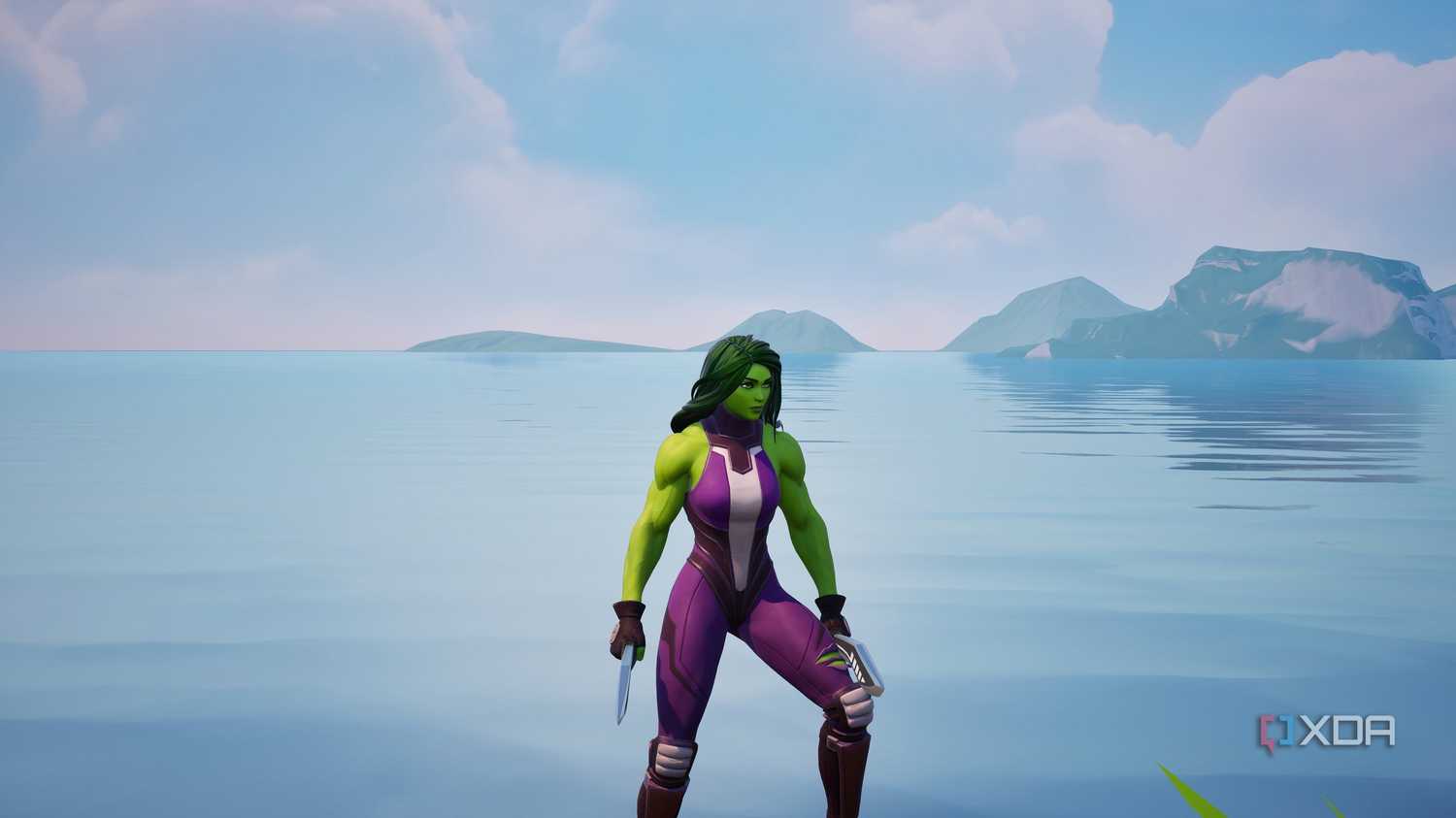 An image from the game Fortnite, showing Marvel character She-Hulk.